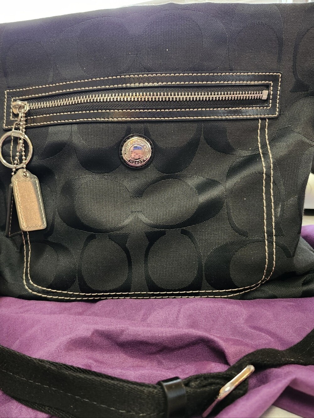 Vintage 2003 Y2K Coach Black Signature Jacquard. Looks New!